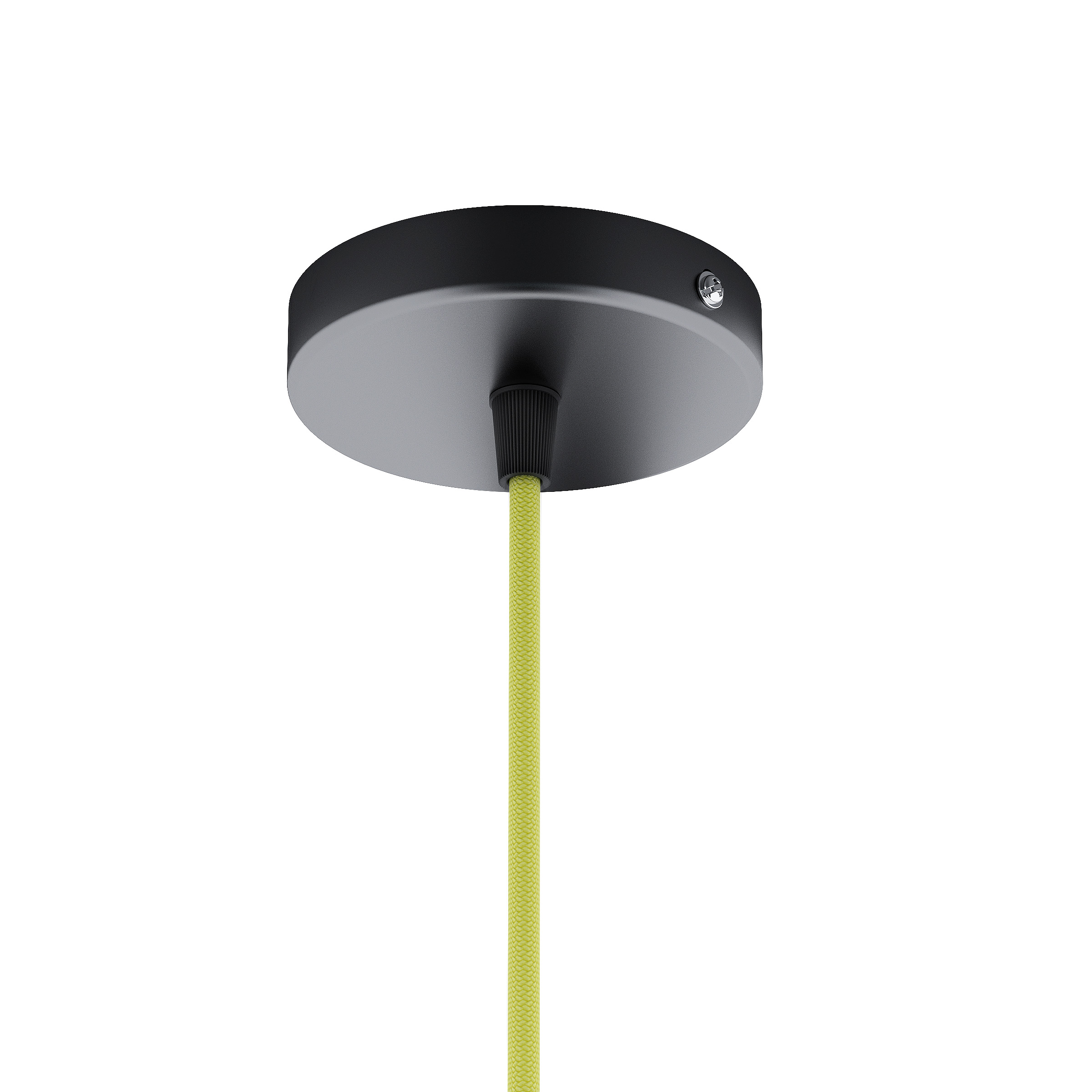 Set suspendat cu bază circulară metalică neagră, cablu textil și dulie metalică E27, ELISA BN+CL+DNC 230V LED 15W