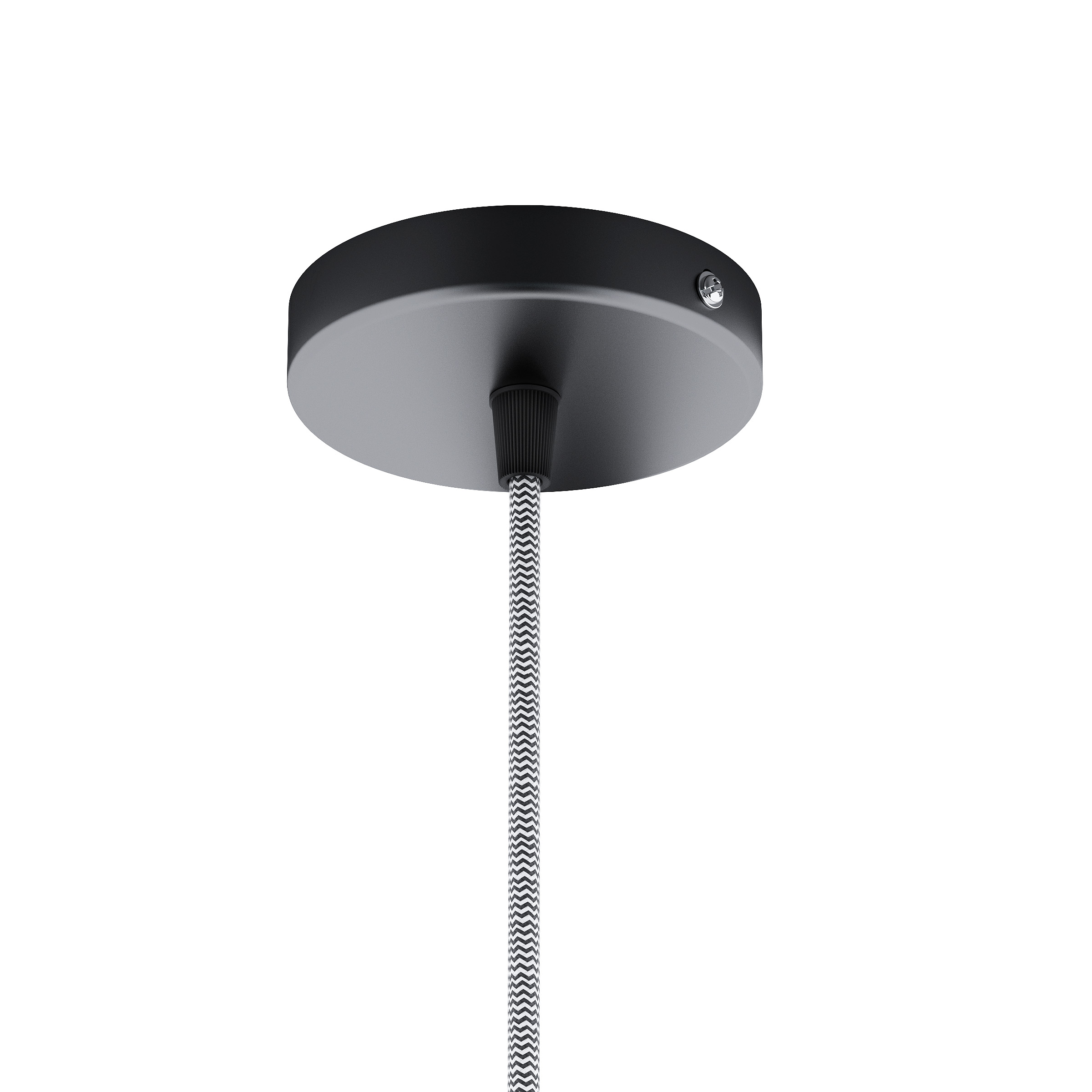 Set suspendat cu bază circulară metalică neagră, cablu textil și dulie metalică E27, ELISA BN+CN/A+DNC 230V LED 15W