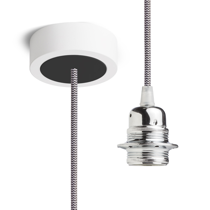 Set suspendat cu bază din aluminiu vopsit, dulie metalică E27 și cablu textil, HEX BA+CN/A+DCR+AN1 230V LED 15W