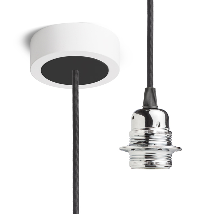 Set suspendat cu bază din aluminiu vopsit, dulie metalică E27 și cablu textil, HEX BA+CN+DCR+AN1 230V LED 15W