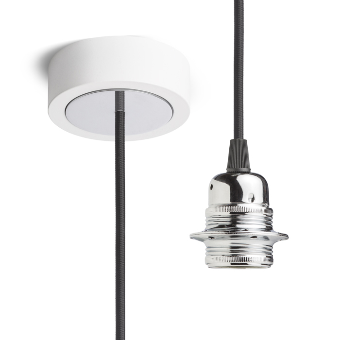 Set suspendat cu bază din aluminiu vopsit, dulie metalică E27 și cablu textil, HEX BA+CN+DCR+CACR1 230V LED 15W