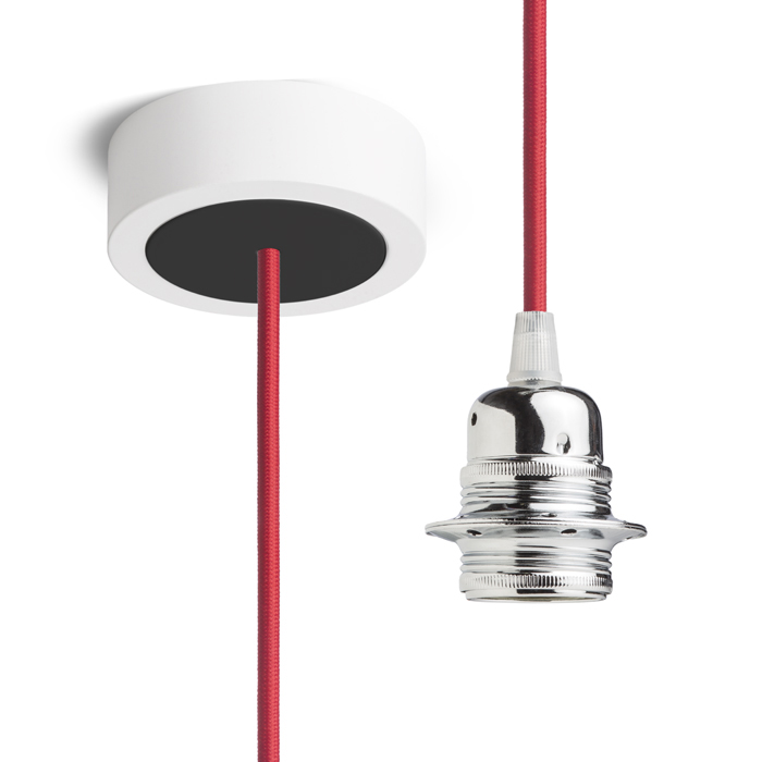 Set suspendat cu bază din aluminiu vopsit, dulie metalică E27 și cablu textil, HEX BA+CR+DCR+AN1 230V LED 15W