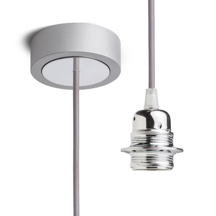 Set suspendat cu bază din aluminiu vopsit, dulie metalică E27 și cablu textil, HEX BGA+CG+DCR+CACR1 230V LED 15W