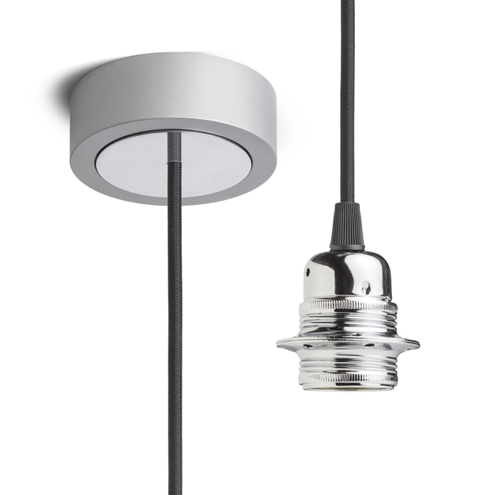 Set suspendat cu bază din aluminiu vopsit, dulie metalică E27 și cablu textil, HEX BGA+CN+DCR+CACR1 230V LED 15W