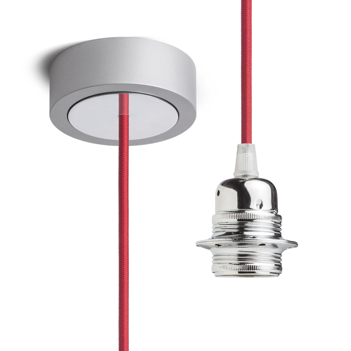 Set suspendat cu bază din aluminiu vopsit, dulie metalică E27 și cablu textil, HEX BGA+CR+DCR+CACR1 230V LED 15W