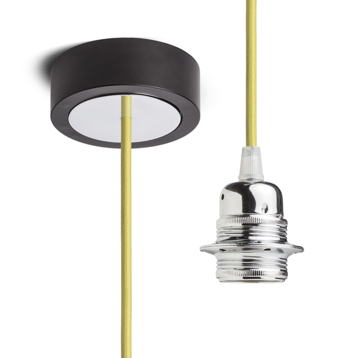 Set suspendat cu bază din aluminiu vopsit, dulie metalică E27 și cablu textil, HEX BN+CL+DCR+CACR1 230V LED 15W