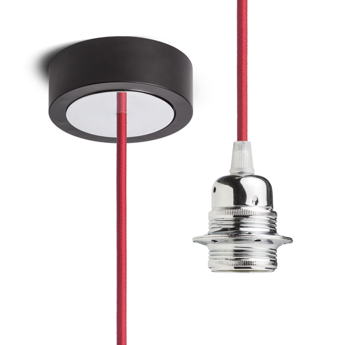 Set suspendat cu bază din aluminiu vopsit, dulie metalică E27 și cablu textil, HEX BN+CR+DCR+CACR1 230V LED 15W