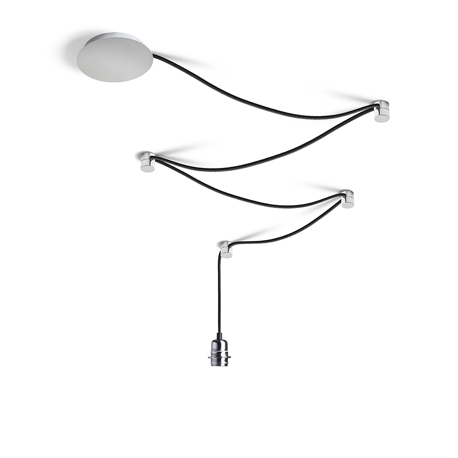 Set variabil potrivit pentru folosire cu un bec decorativ sau pentru suspendare la abajururi ușoare, SPIDER I set suspendat negru crom 230V LED E27 15W