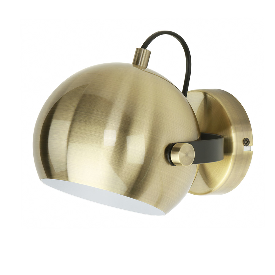 Abajur metalic rotund rotativ cu baza, pentru utilizare cu o sursa de lumină E27 adecvată, AGNETA montat pe suprafață alamă pieptănat/negru 230V LED 11W