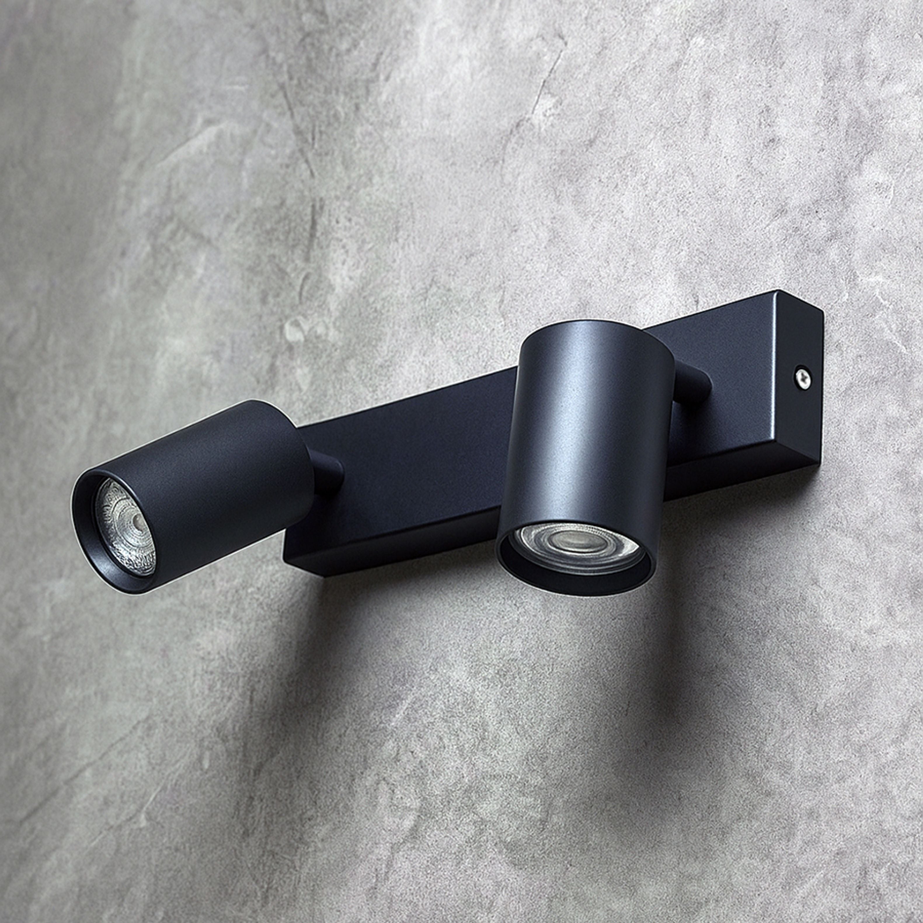 Spot montat la suprafață pentru doua surse de lumina LED GU10, DUDE II pe negru 230V 2x9W