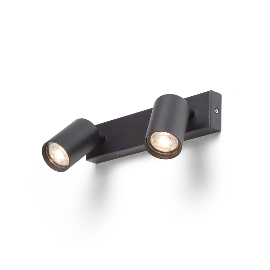 Spot montat la suprafață pentru doua surse de lumina LED GU10, DUDE II pe negru 230V 2x9W