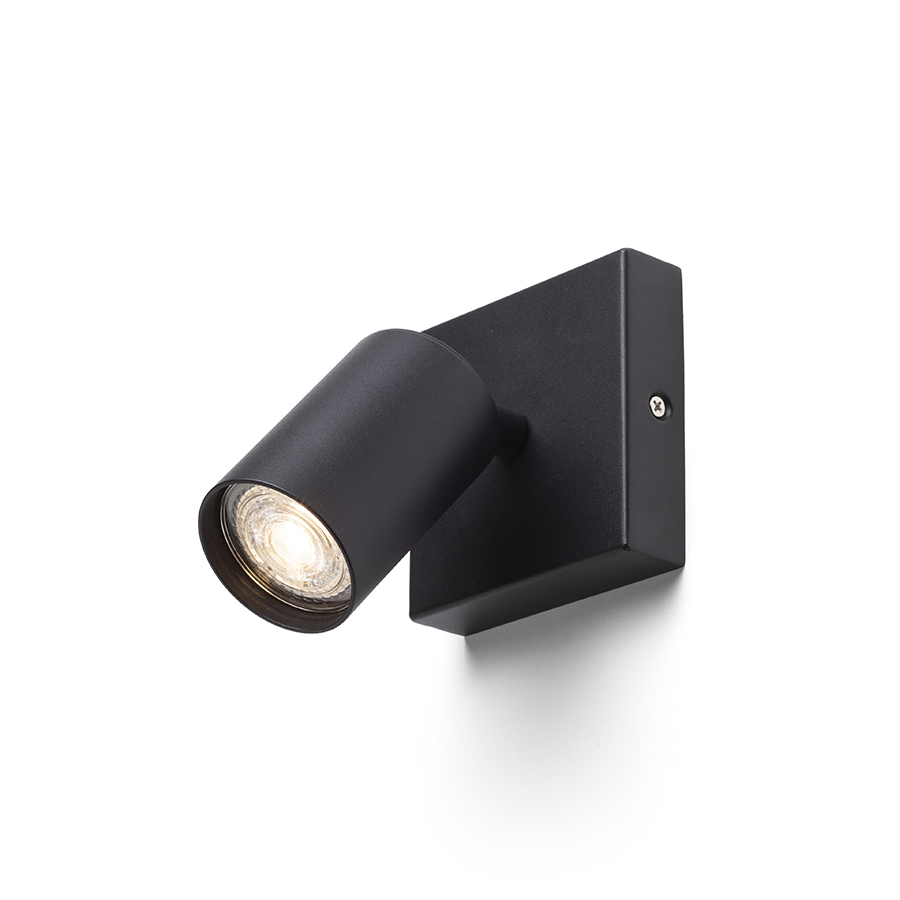 Spot montat la suprafață pe baza pătrată cu soclu GU10 pentru surse de lumina LED, DUDE SQ pe negru 230V 9W