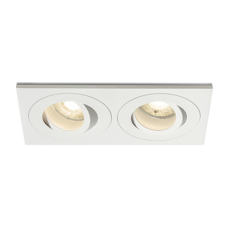 Lumina LED incasabila pentru surse de lumina LED duble GU10, potrivita pentru bai, GALO II încastrat alb 230V GU10 9W IP65