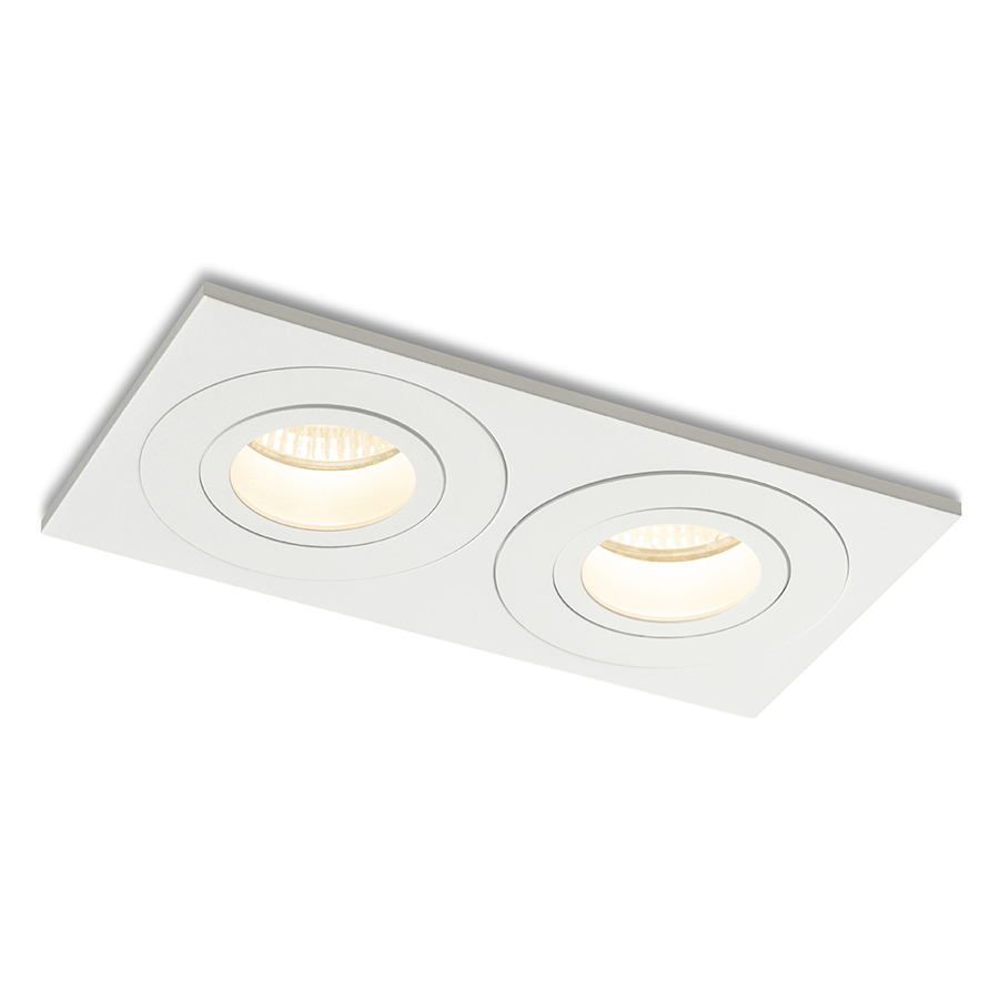 Lumina LED incasabila pentru surse de lumina LED duble GU10, potrivita pentru bai, GALO II încastrat alb 230V GU10 9W IP65