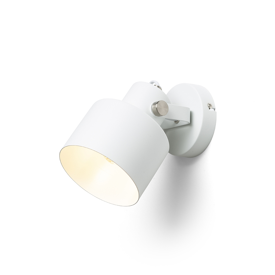 Spot metalic cilindric pentru utilizare cu sursa de lumina E27 adecvata, CELEIA montat pe suprafață alb mat nichel 230V LED 11W