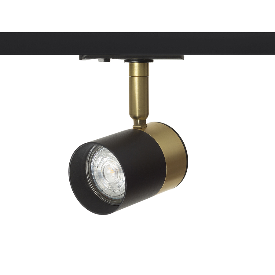 Spot cilindric cu priză GU10 pentru șine cu 1-circuit, LALA șină cu negru alamă 230V LED 9W