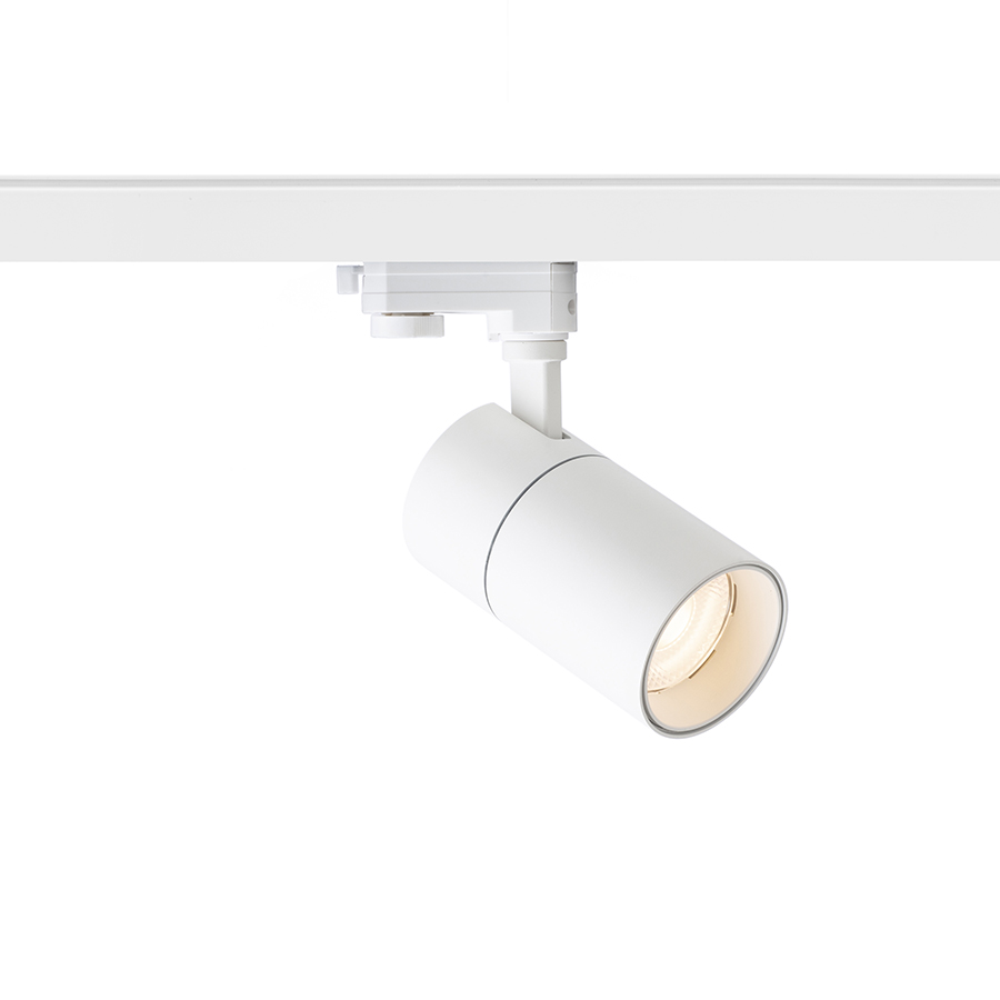 Spot cilindric reglabil pentru pista cu 3-circuite cu posibilitatea de a comuta culoarea luminii, WISH 20 DIMM șină trifazat alb 230V LED 20W 36° 3000K 4000K 5000K