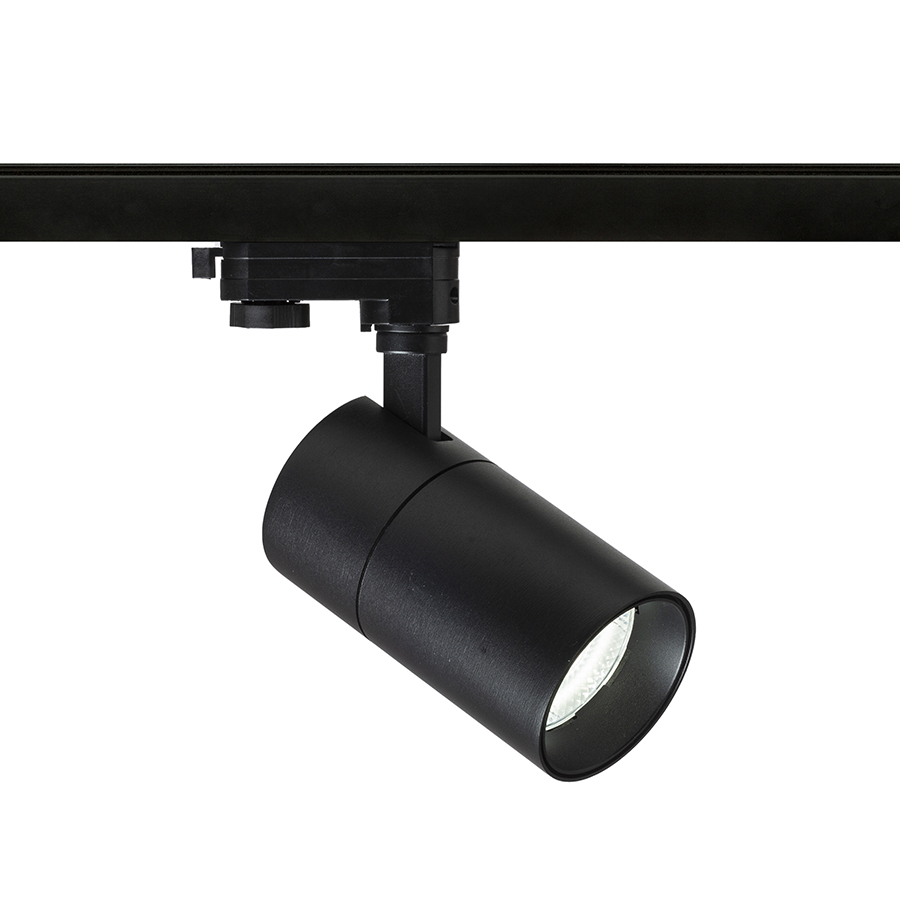Spot cilindric reglabil pentru pista cu 3-circuite cu posibilitatea de a comuta culoarea luminii, WISH 20 DIMM șină trifazat negru 230V LED 20W 36° 3000K 4000K 5000K