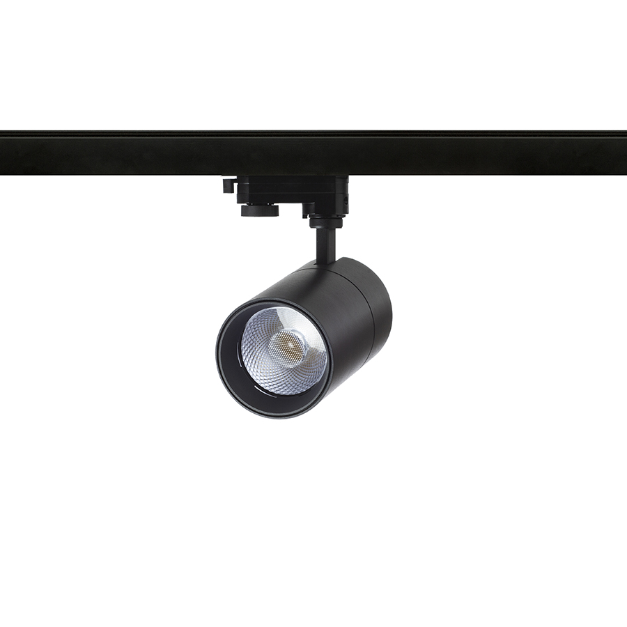 Spot cilindric reglabil pentru pista cu 3-circuite cu posibilitatea de a comuta culoarea luminii, WISH 30 DIMM șină trifazat negru 230V LED 30W 36° 3000K 4000K 5000K