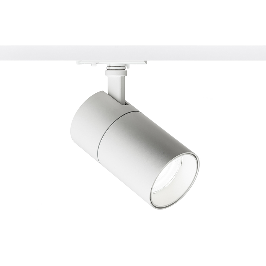 Spot cilindric reglabil pentru șină cu 1-circuit, cu posibilitatea de a comuta culoarea luminii, WISH 20 DIMM cu 1-circuit alb 230V LED 20W 36° 3000K 4000K 5000K