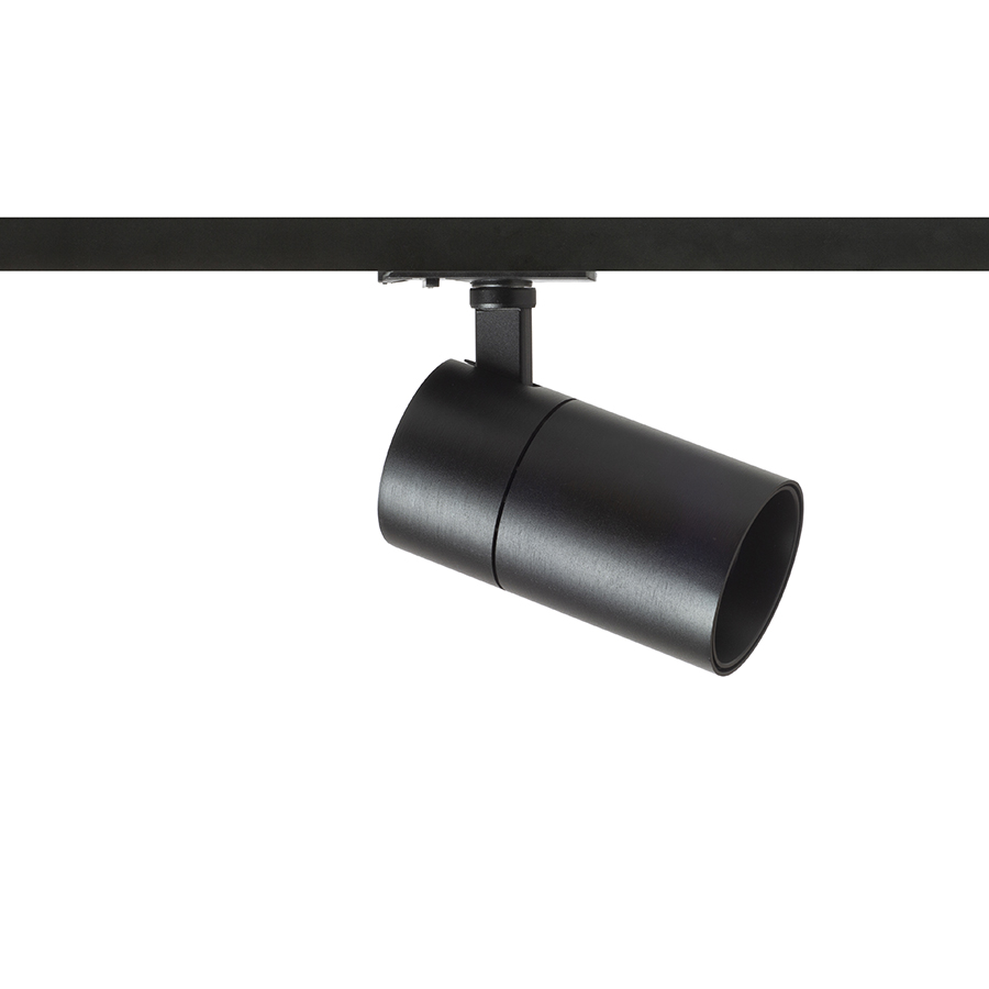 Spot cilindric reglabil pentru șină cu 1-circuit, cu posibilitatea de a comuta culoarea luminii, WISH 20 DIMM cu 1-circuit negru 230V LED 20W 36° 3000K 4000K 5000K