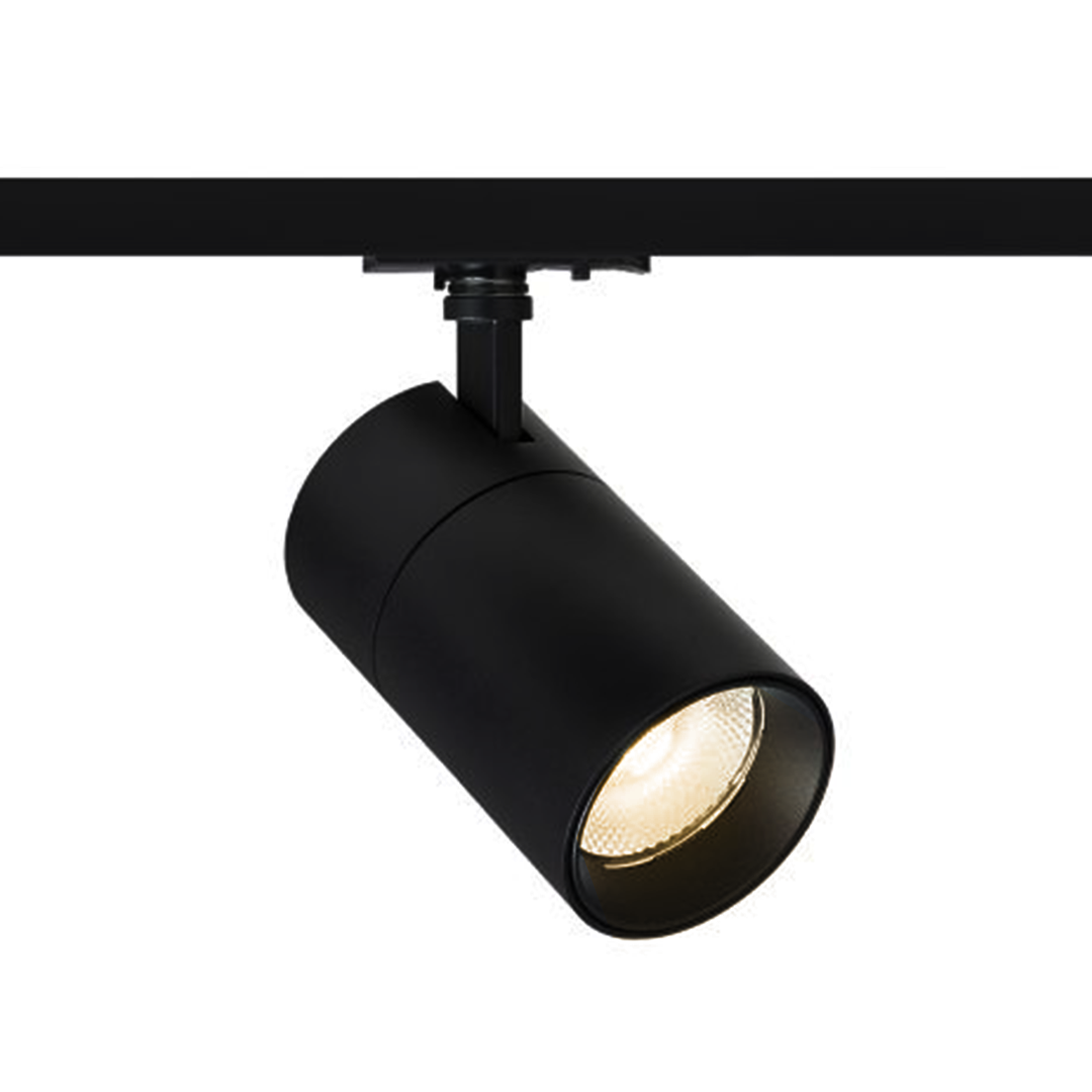 Spot cilindric reglabil pentru șină cu 1-circuit, cu posibilitatea de a comuta culoarea luminii, WISH 30 DIMM cu 1-circuit alb 230V LED 30W 36° 3000K 4000K 5000K