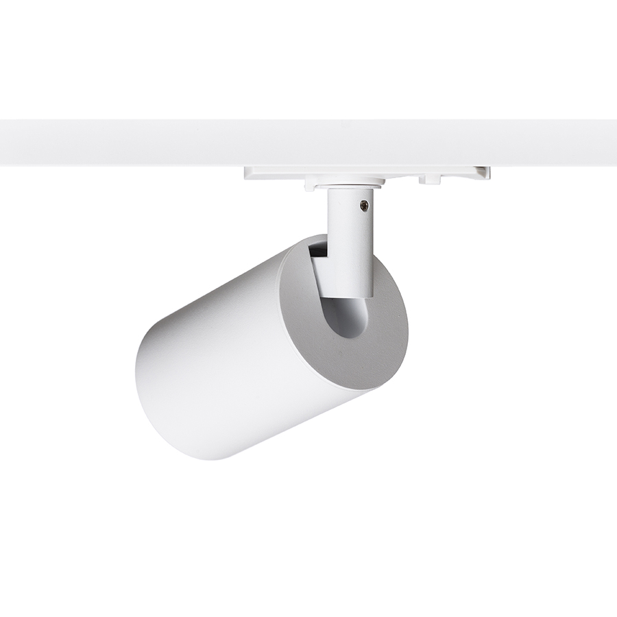 Spot cilindric cu priza GU10 pentru surse de lumina LED si adaptor pentru sine cu 1-circuit, DUDE șină cu alb 230V 9W