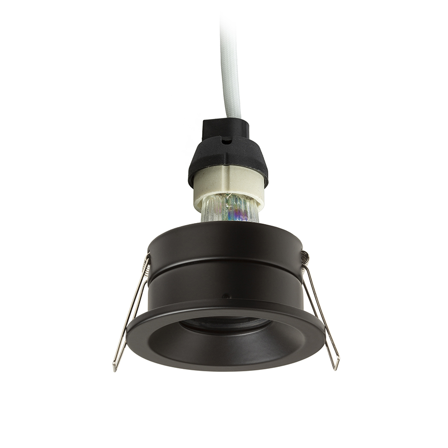 Spot de baie încastrat pentru tavane din ipsos cu mufă încastrată GU10 pentru surse de lumină LED, BELLA GU10 incastrat negru 230V 15W IP65