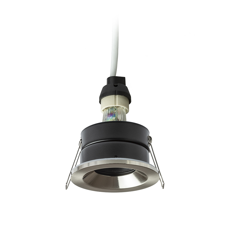 Spot de baie încastrat pentru tavane din ipsos cu mufă încastrată GU10 pentru surse de lumină LED, BELLA GU10 nichel mat 230V 15W IP65