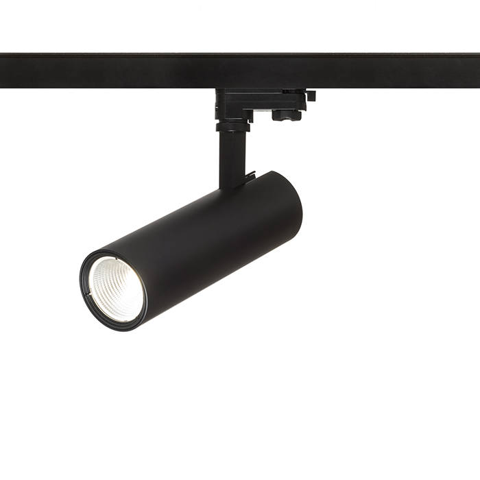 Spot de mare putere pentru piese cu 3-circuite cu sursă de lumină LED integrată, BAHIA șină cu negru 230V 28W 38° 3000K