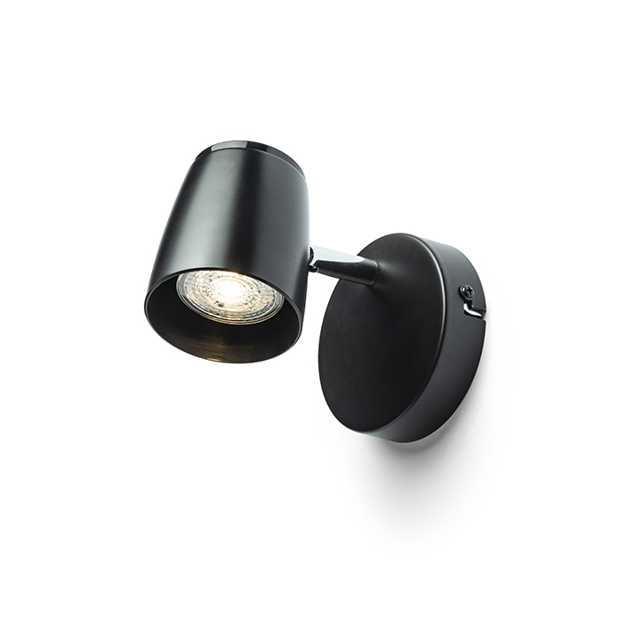 Spot direcțional din plastic pentru surse de lumină LED GU10, JOLI I de perete negru 230V 10W
