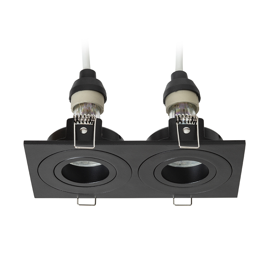 Lumina LED incasabila pentru surse de lumina LED duble GU10, potrivita pentru bai, GALO II încastrat negru 230V GU10 9W IP65