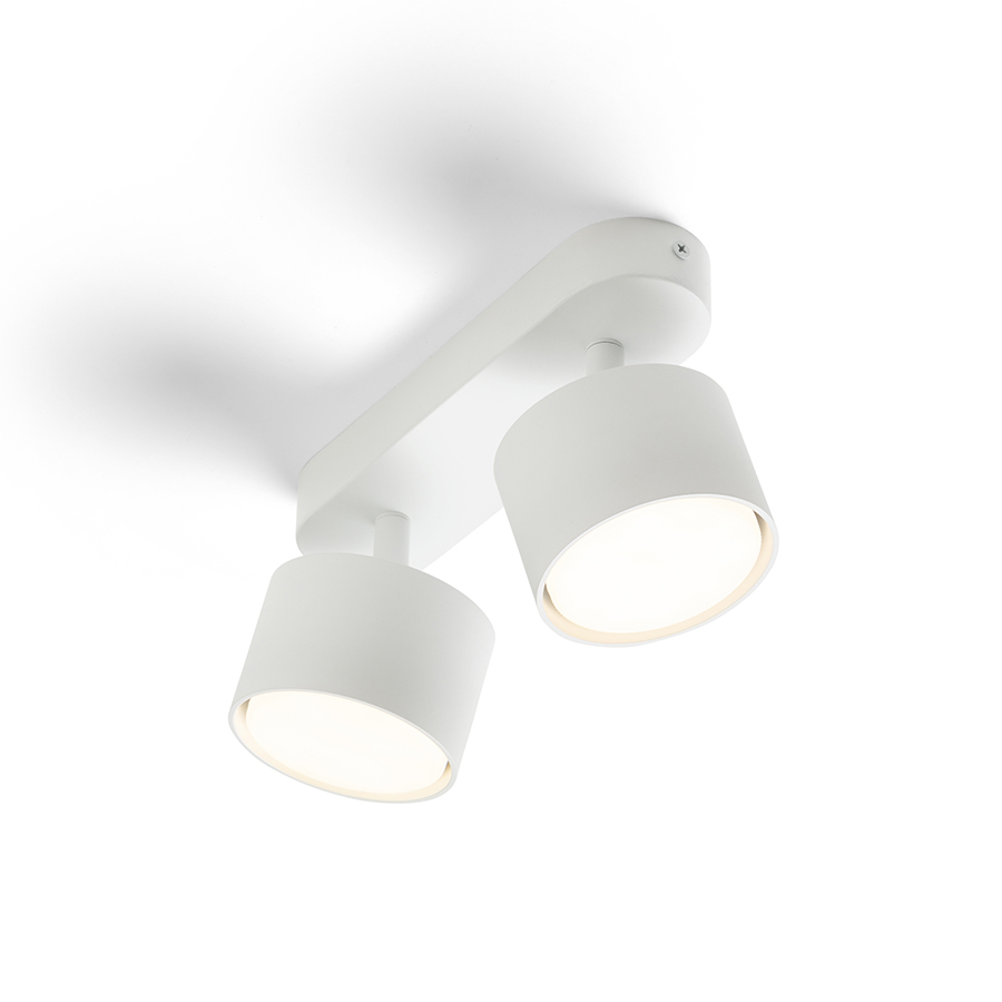 Corp de aluminiu montat la suprafață cu doua reflectoare reglabile pe o baza dreptunghiulara, PIXEL II pe negru 230V LED GX53 2x7W