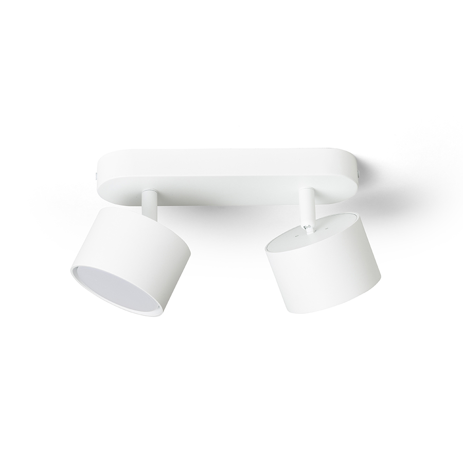 Corp de aluminiu montat la suprafață cu doua reflectoare reglabile pe o baza dreptunghiulara, PIXEL II pe negru 230V LED GX53 2x7W