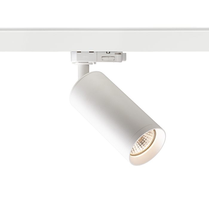 Spot electric cilindric minimalist cu o priză GU10 pentru șină cu 3-circuite, BELENOS cu alb 230V LED 9W