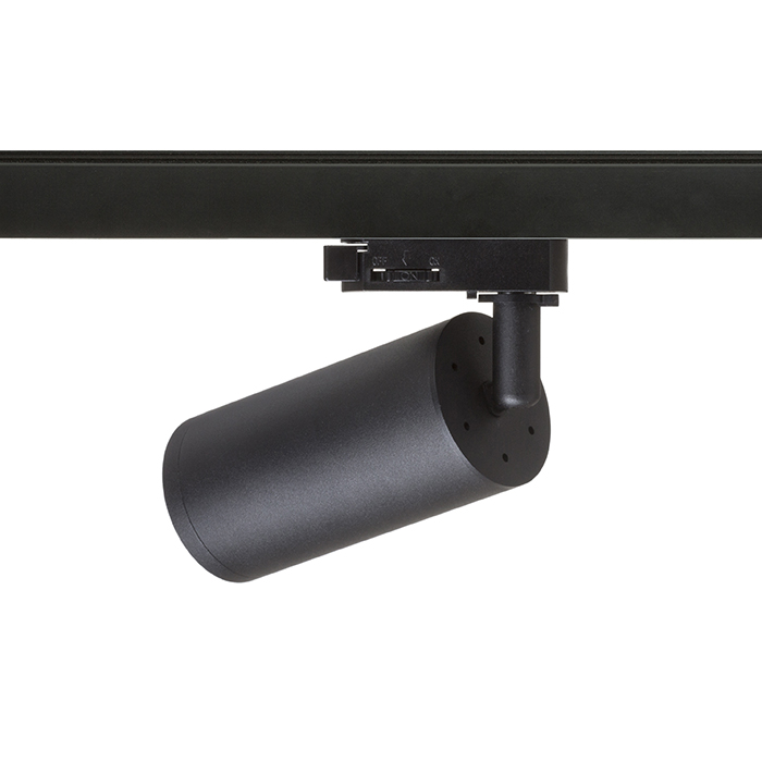 Spot electric cilindric minimalist cu o priză GU10 pentru șină cu 3-circuite, BELENOS cu negru 230V LED 9W