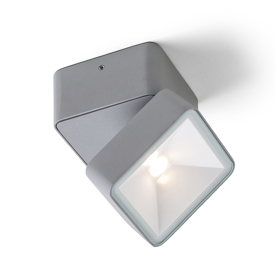 Spot LED pentru exterior, montat pe suprafața, cu funcție de inclinare, care poate fi montat pe, FLAVIO SQ pe suprafață gri deschis 230V 6W 110° IP54 3000K