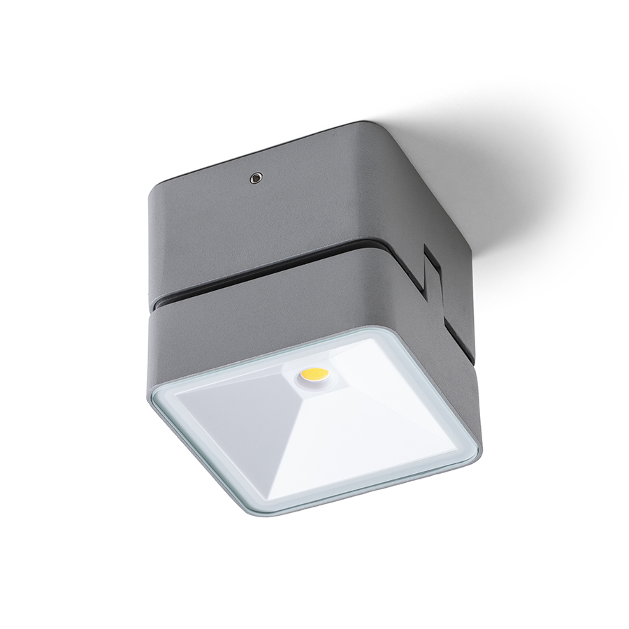 Spot LED pentru exterior, montat pe suprafața, cu funcție de inclinare, care poate fi montat pe, FLAVIO SQ pe suprafață gri deschis 230V 6W 110° IP54 3000K