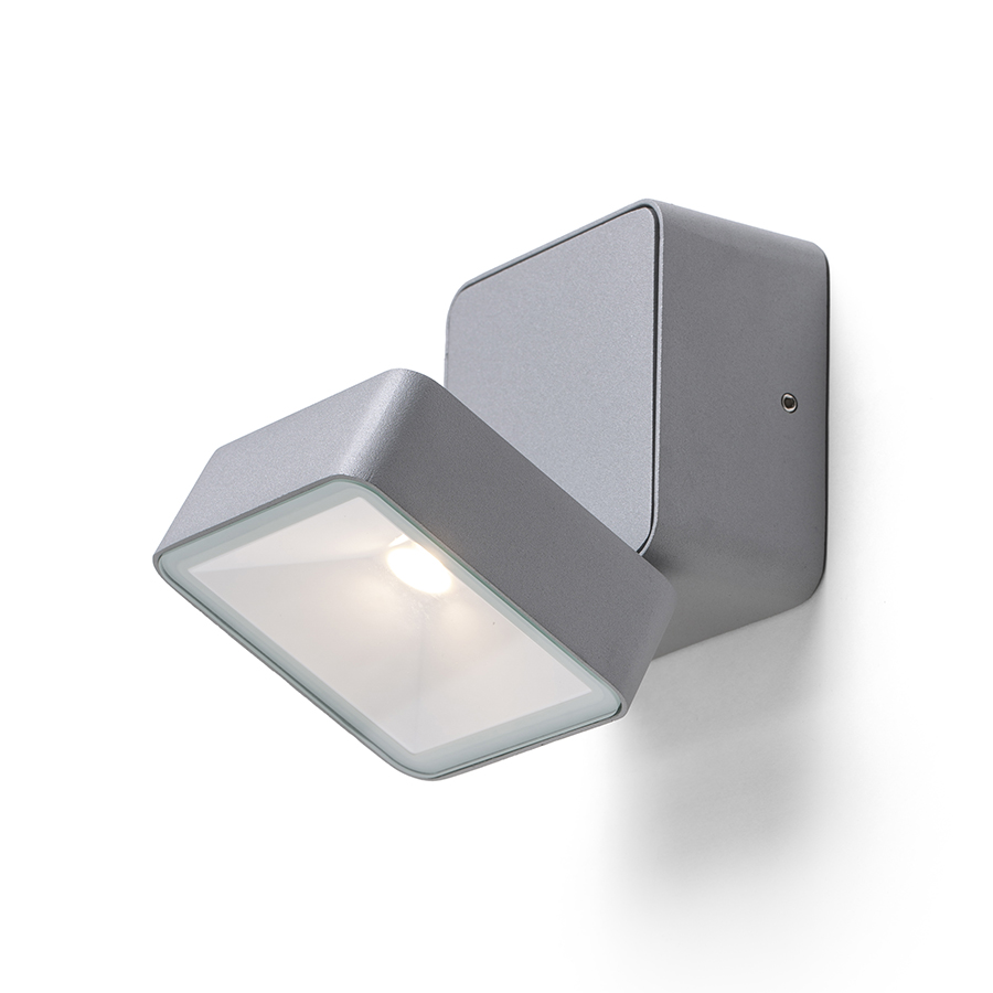 Spot LED pentru exterior, montat pe suprafața, cu funcție de inclinare, care poate fi montat pe, FLAVIO SQ pe suprafață gri deschis 230V 6W 110° IP54 3000K