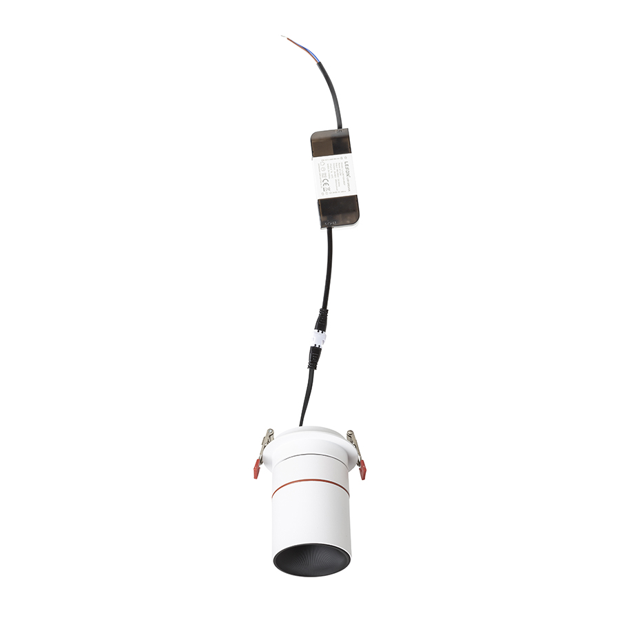 Lumina cu LED-uri basculante partial incastrate, cu un reflector decorativ intern, AUGUSTA încastrat alb/negru 230V LED 12W 36° 3000K