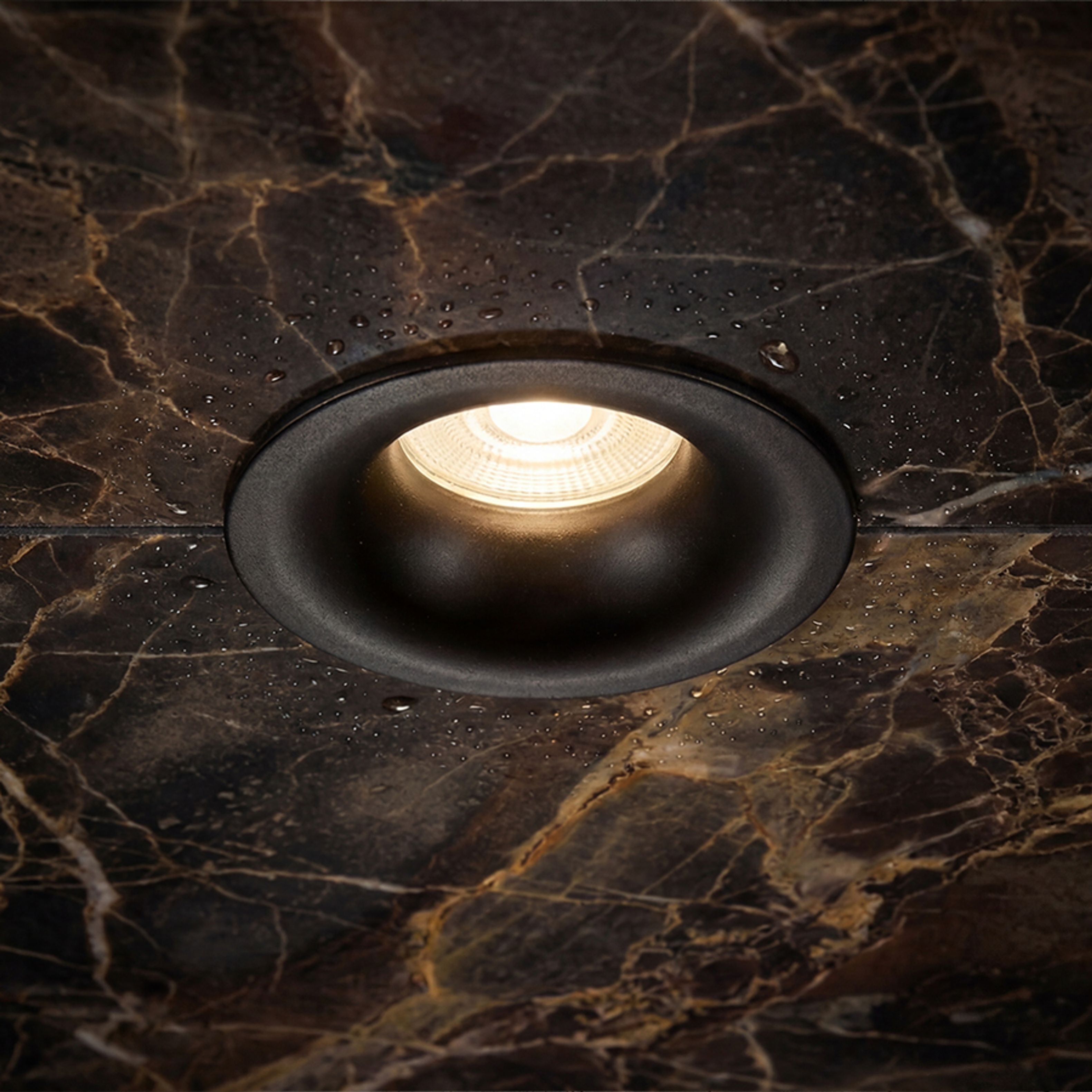 Spot de baie încastrat pentru tavane din ipsos cu mufă încastrată GU10 pentru surse de lumină LED, ISLA negru 230V 7W IP65