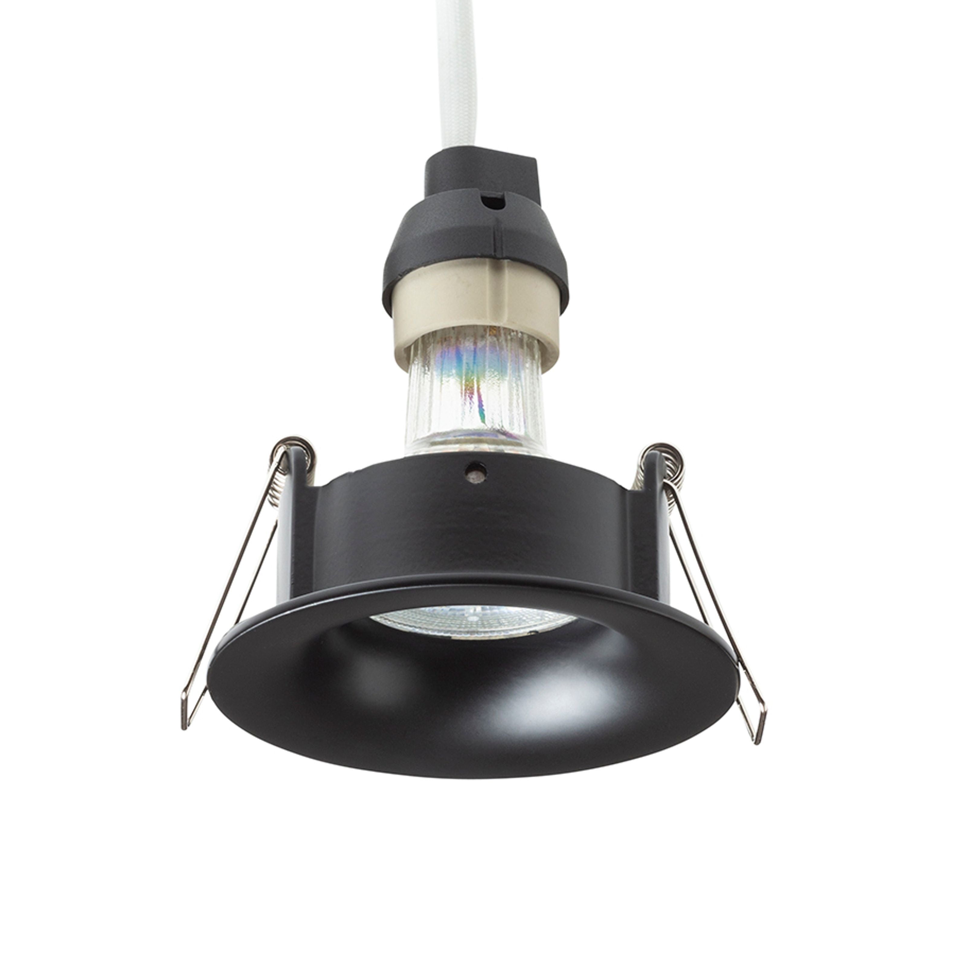 Spot de baie încastrat pentru tavane din ipsos cu mufă încastrată GU10 pentru surse de lumină LED, ISLA negru 230V 7W IP65