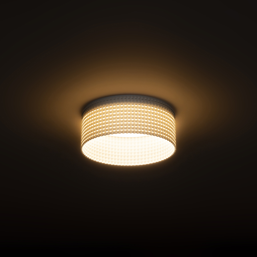 O lampă cu LED incastrat pentru un tavan din gips-carton cu adancime redusa si abajur decorativ, MARENGA RB1 40 încastrat alb Eco PLA 230V 6W 3000K