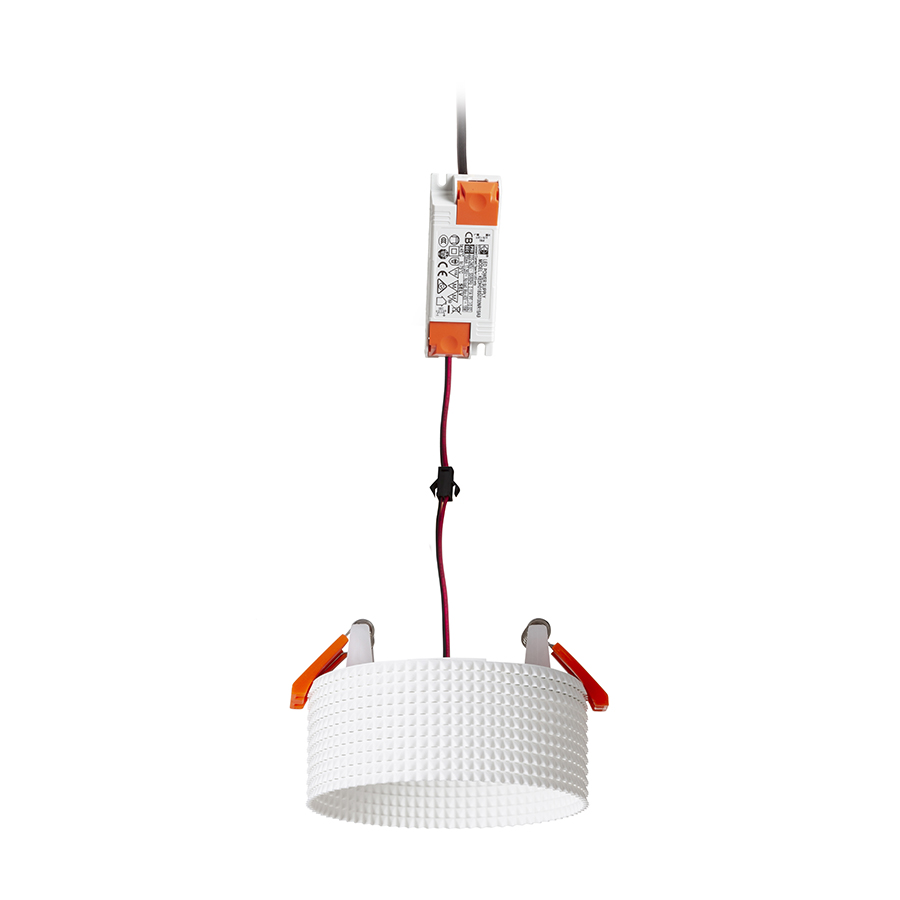 O lampă cu LED incastrat pentru un tavan din gips-carton cu adancime redusa si abajur decorativ, MARENGA RB1 40 încastrat alb Eco PLA 230V 6W 3000K