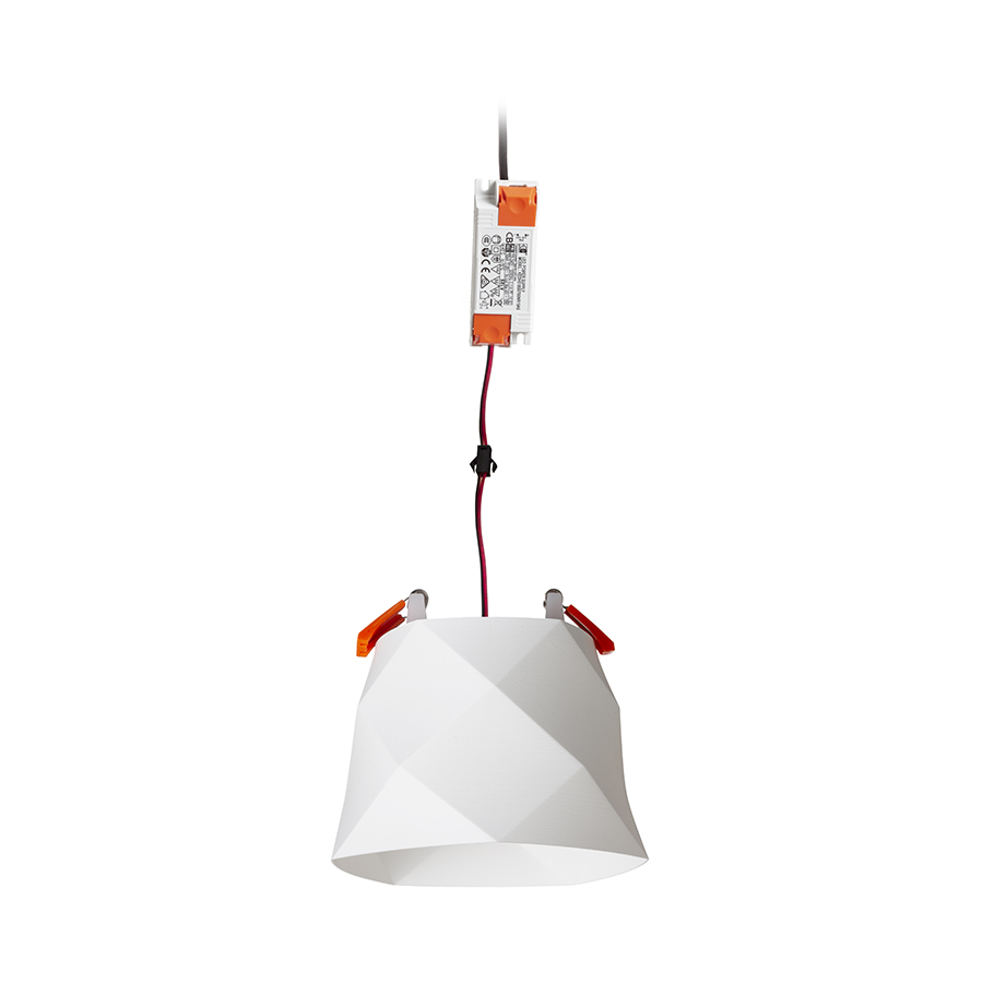 O lampă cu LED incastrat pentru un tavan din gips-carton cu adancime redusa si abajur decorativ, MARENGA RC1 98 încastrat alb Eco PLA 230V 6W 3000K