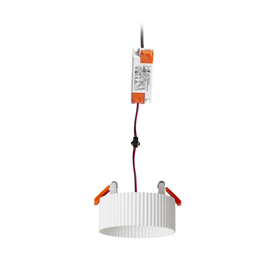 O lampă cu LED incastrat pentru un tavan din gips-carton cu adancime redusă si abajur decorativ, MARENGA RL1 40 încastrat alb Eco PLA 230V 6W 3000K