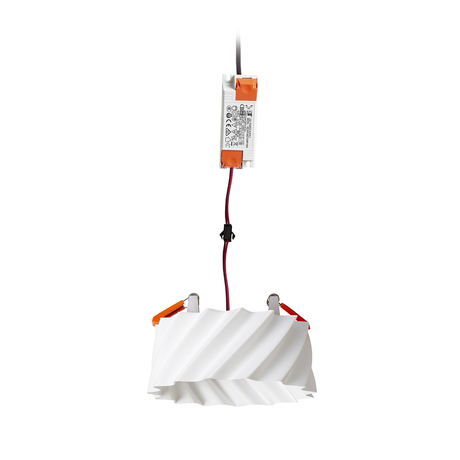 O lampă cu LED incastrat pentru un tavan din gips-carton cu adancime redusa si abajur decorativ, MARENGA RW2 60 încastrat alb Eco PLA 230V 6W 3000K
