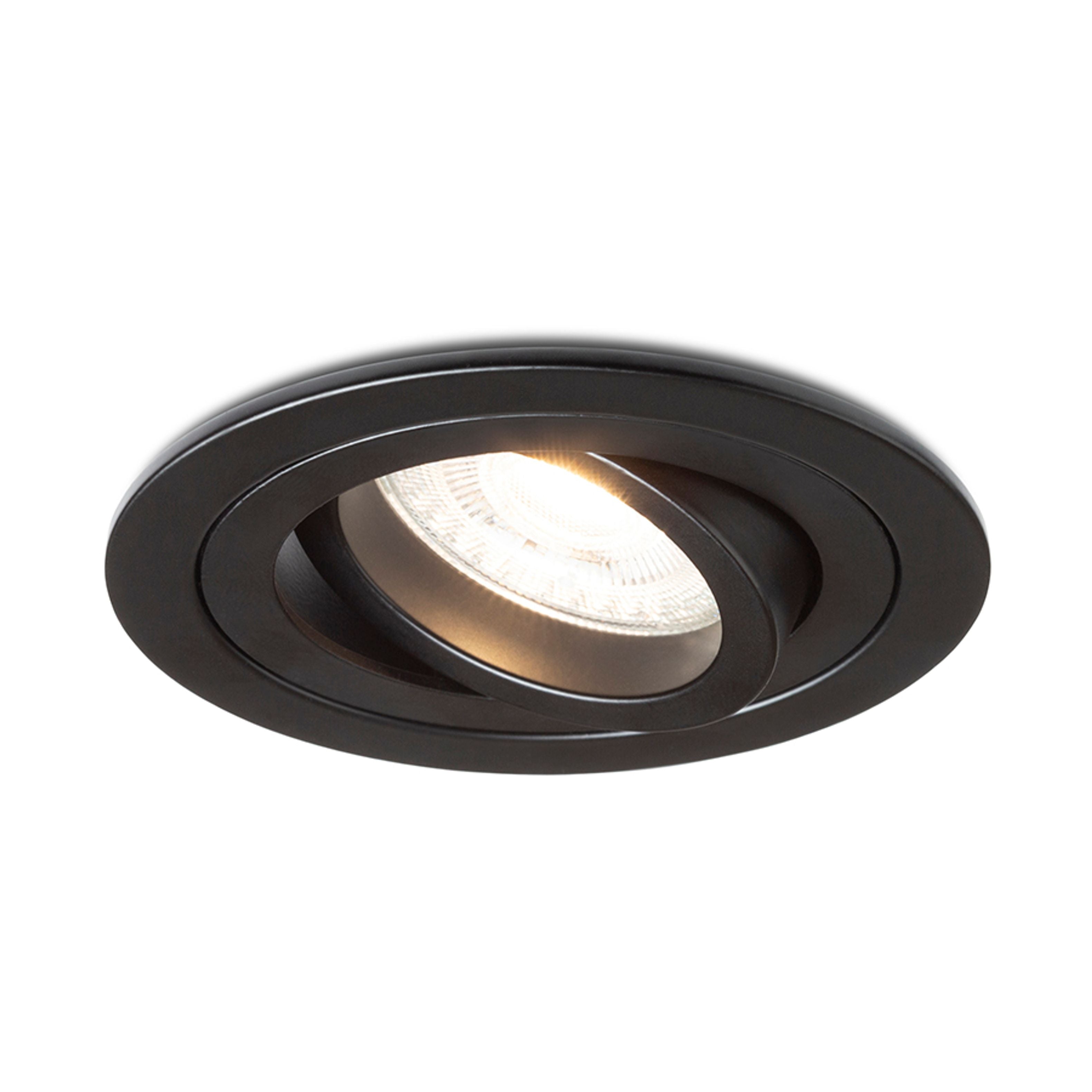 Corp de iluminat circular încastrat cu posibilitate de înclinare, PASADENA GU10 R negru 230V LED 7W