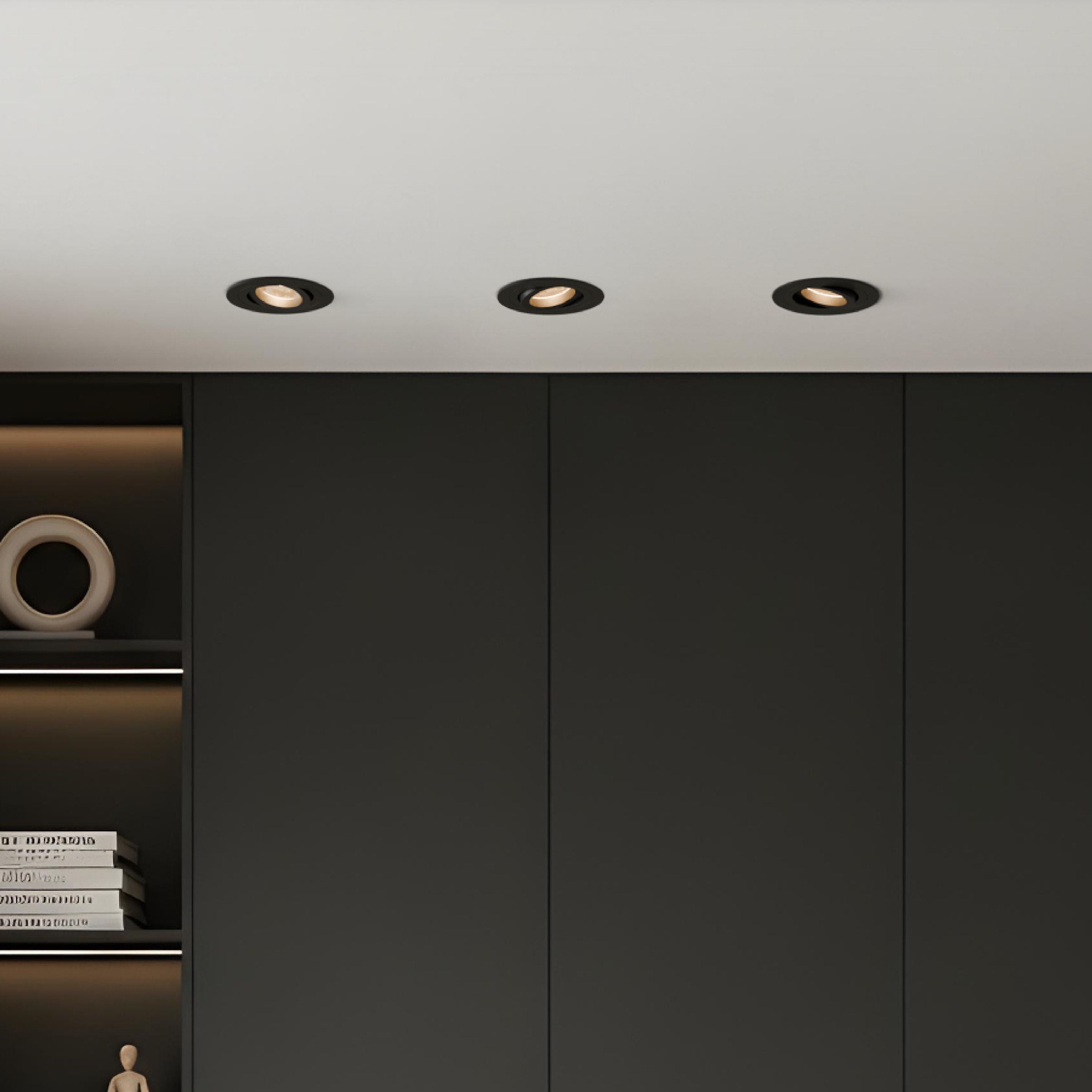 Corp de iluminat circular încastrat cu posibilitate de înclinare, PASADENA GU10 R negru 230V LED 7W