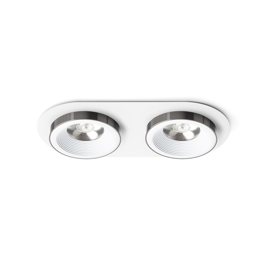 Lumină fixă ​​încastrată cu modul LED de 10W, SHARM R II alb crom negru 230V 2x10W 24° 3000K